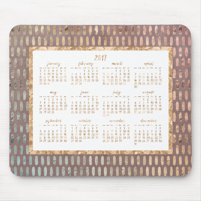 Golden Yearly 2017 Calendar Mouse Pads Rose (Front)