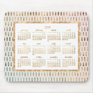 Golden Yearly 2019 Calendar Mouse Pads Light