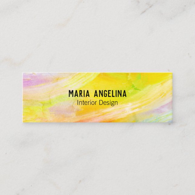 Golden Yellow abstract oil painting Mini Business Card (Front)