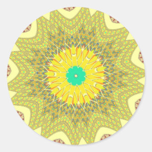 Golden Yellow African ethnic tribal pattern Art  Classic Round Sticker