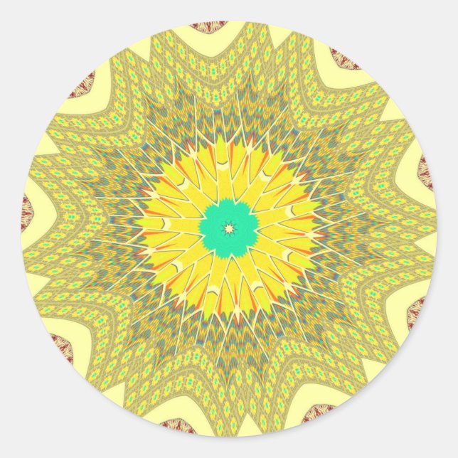 Golden Yellow African ethnic tribal pattern Art  Classic Round Sticker (Front)