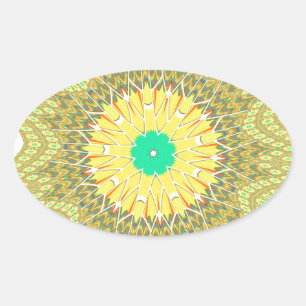 Golden Yellow African ethnic tribal pattern Art Oval Sticker