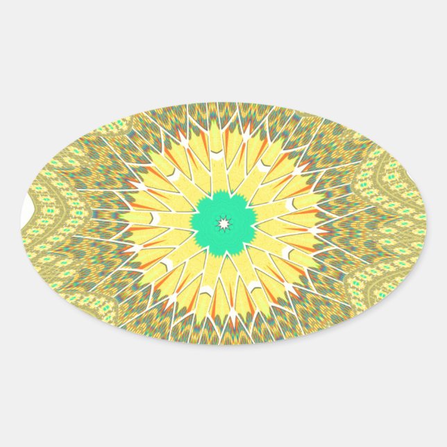 Golden Yellow African ethnic tribal pattern Art  Oval Sticker (Front)