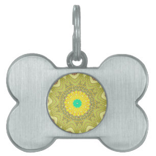 Golden Yellow African ethnic tribal pattern Art Pet Tag