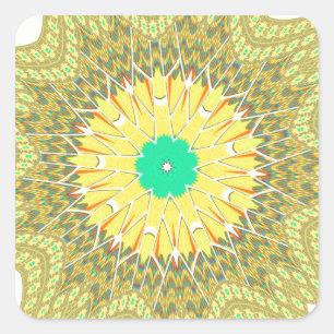 Golden Yellow African ethnic tribal pattern Art  Square Sticker