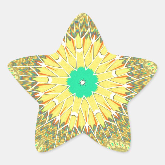Golden Yellow African ethnic tribal pattern Art  Star Sticker (Front)