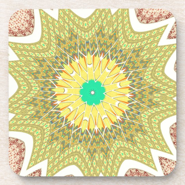 gOLDEN YELLOW African ethnic tribal pattern Coaster (Front)