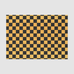 Golden Yellow and Black Checks Tissue Paper