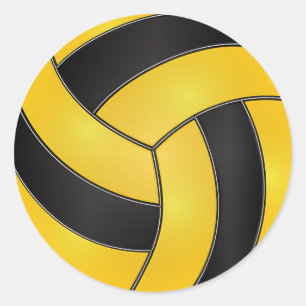 Golden Yellow and Black Volleyball Classic Round Sticker