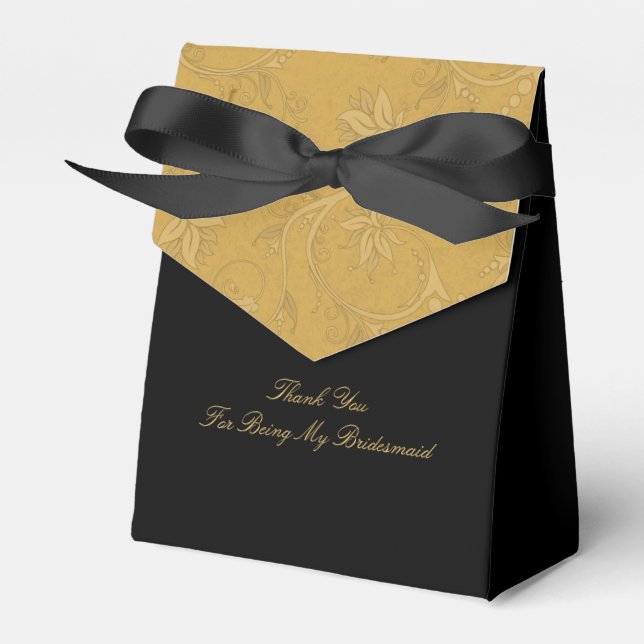 Golden Yellow and Black Wedding Favour Gift Box (Front Side)