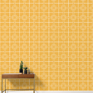 Golden yellow and ivory crosses small pattern wallpaper
