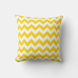 Golden Yellow and White Chevron Cushion