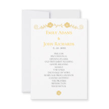 Golden Yellow and White Floral Wedding Program