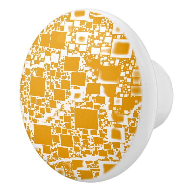 Golden Yellow and White Mini Tile Design Ceramic Knob (Right)