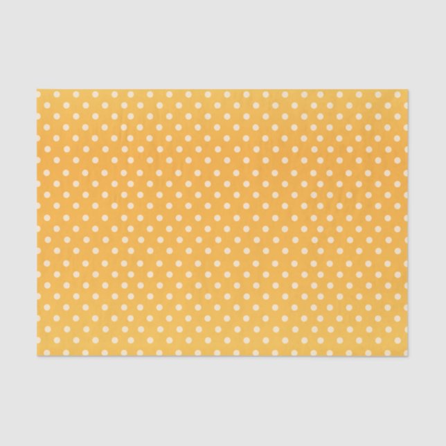 Golden Yellow and White Polka Dots Tissue Paper (Front)