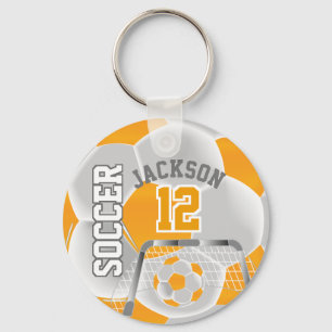 Golden Yellow and White Soccer ⚽ Ball Sport Key Ring