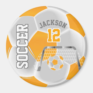 Golden Yellow and White Soccer / Futbol Magnet