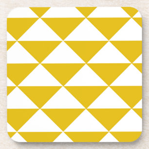 Golden Yellow and White Triangles Coaster