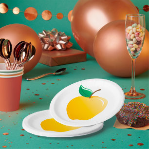 Golden Yellow Apple Paper Plate