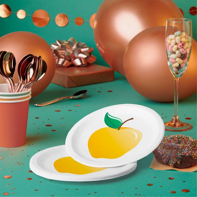 Golden Yellow Apple Paper Plate (Creator Uploaded)