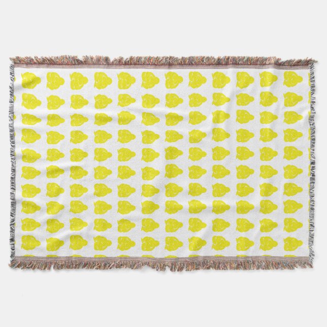 Golden Yellow Asian Moods Buddah Boys Throw Blanket (Front)