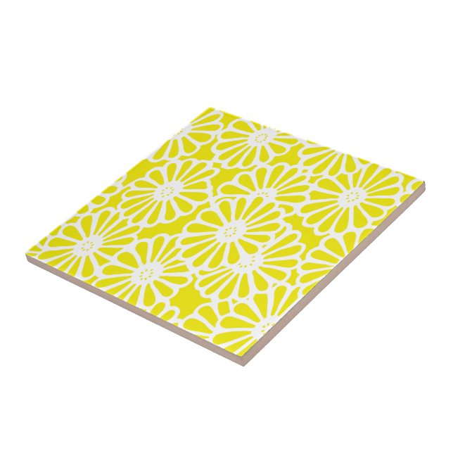 Golden Yellow Asian Moods Floral Tile (Side)
