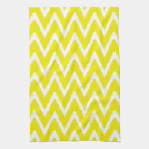 Golden Yellow Asian Moods Ikat Chevrons Tea Towel