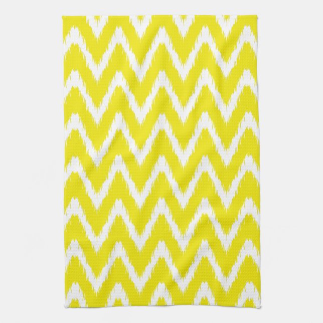 Golden Yellow Asian Moods Ikat Chevrons Tea Towel (Vertical)