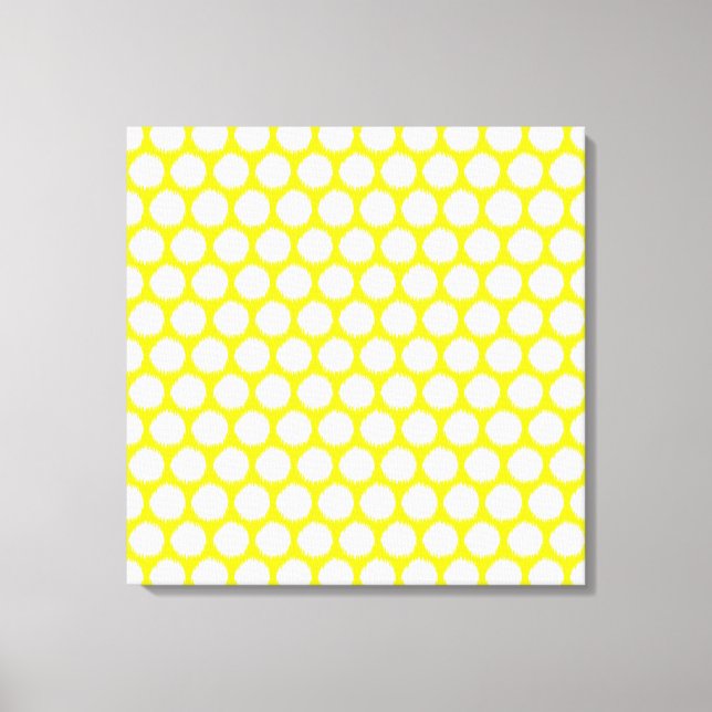 Golden Yellow Asian Moods Ikat Dots Canvas Print (Front)
