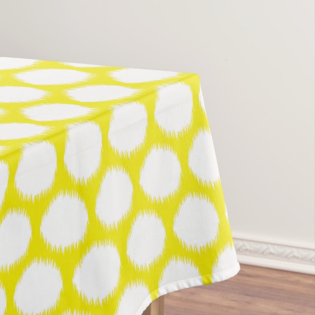 Golden Yellow Asian Moods Ikat Dots Tablecloth (In Situ)