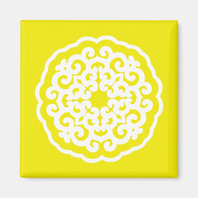 Golden Yellow Asian Moods Mandalla Magnet (Front)
