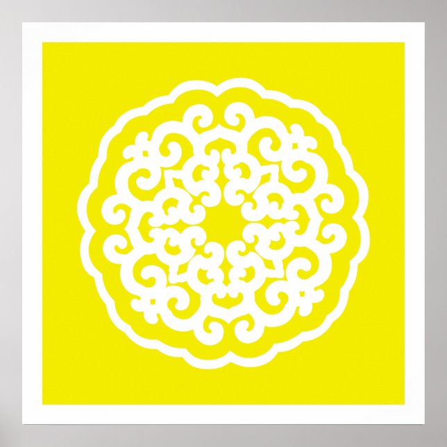 Golden Yellow Asian Moods Mandalla Poster (Front)