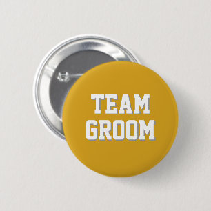 Golden Yellow Athletic Letters Team Groom 6 Cm Round Badge