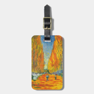 Golden Yellow Autumn Poplar Trees Van Gogh Vintage Luggage Tag