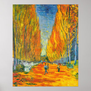 Golden Yellow Autumn Poplar Trees Van Gogh Vintage Poster