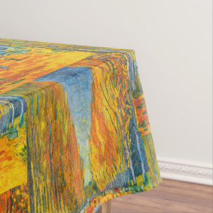 Golden Yellow Autumn Poplar Trees Van Gogh Vintage Tablecloth