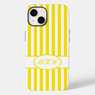 Golden Yellow Autumnal Stripes with monogram Case-Mate iPhone 14 Case