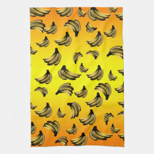 Golden Yellow Banana Pattern, Tea Towel