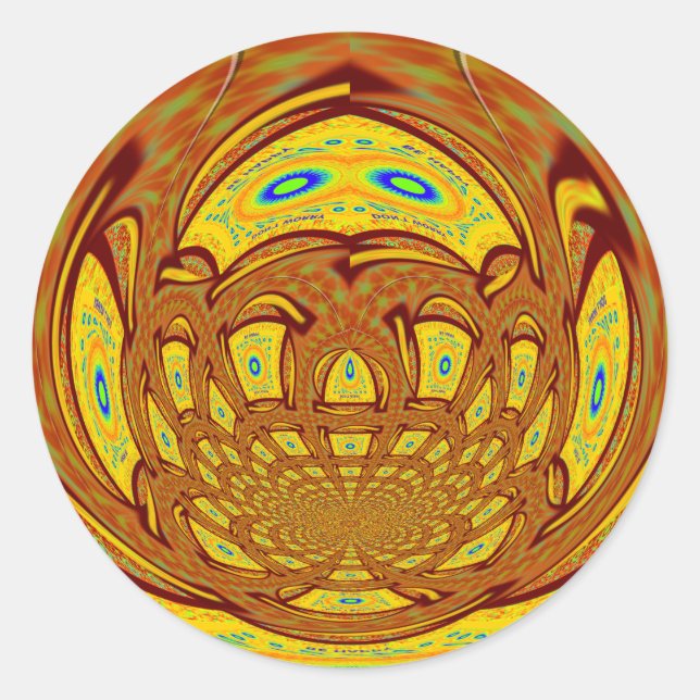 Golden Yellow Baseball Glove Art Print Classic Round Sticker (Front)