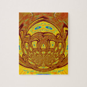 Golden Yellow Baseball Glove Art Print Jigsaw Puzzle