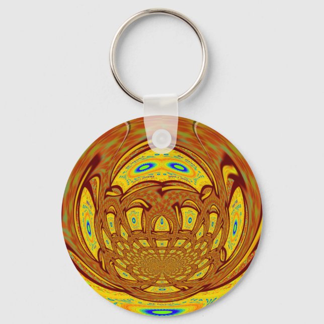 Golden Yellow Baseball Glove Art Print Key Ring (Front)