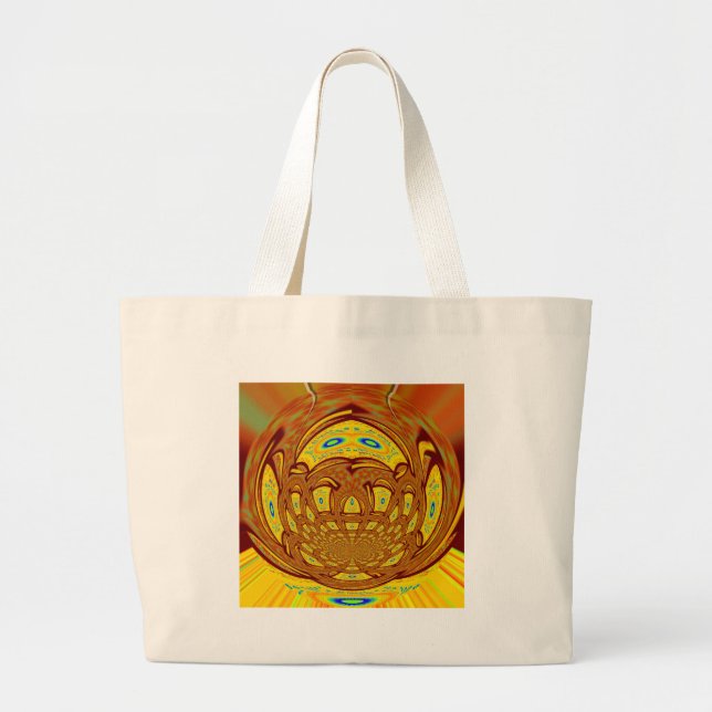 Golden Yellow Baseball Glove Art Print Large Tote Bag (Front)