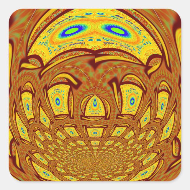 Golden Yellow Baseball Glove Art Print Square Sticker (Front)