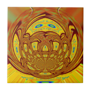Golden Yellow Baseball Glove Art Print Tile