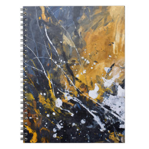 Golden Yellow Black White Abstract Splash Notebook