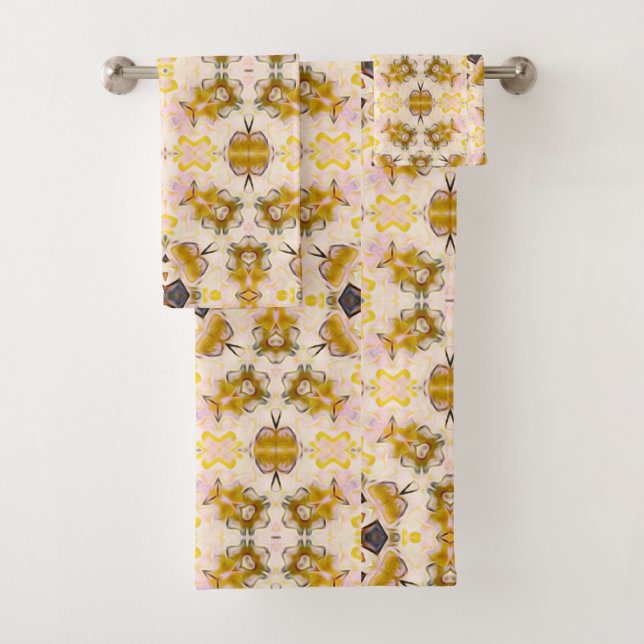Golden Yellow Blossom Print Towel (Insitu)