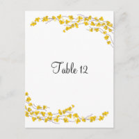 Golden Yellow Blossoms Table Seating Card