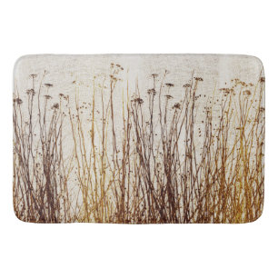 Golden Yellow Brown Rustic Dried Plants Nature Bath Mat