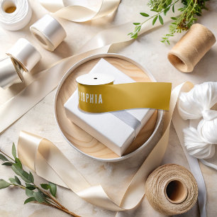 Golden Yellow Colour With Your Name Satin Ribbon