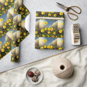 Golden Yellow Daffodil Temptations, Wrapping Paper